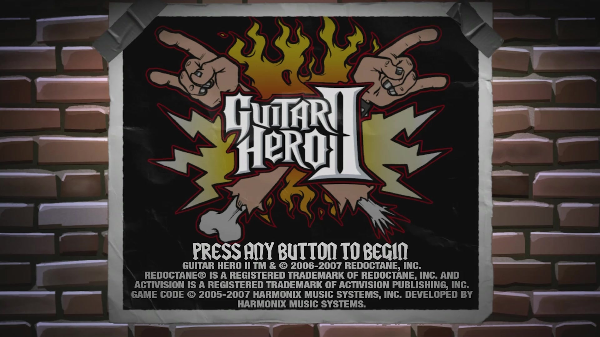 Guitar Hero II title screen for Xbox 360